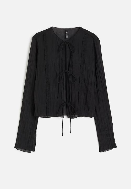 H&M - Sheer tie-front top - black