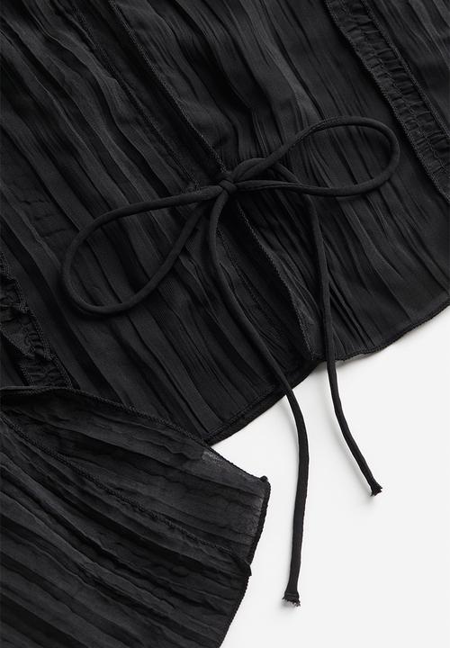 H&M - Sheer tie-front top - black