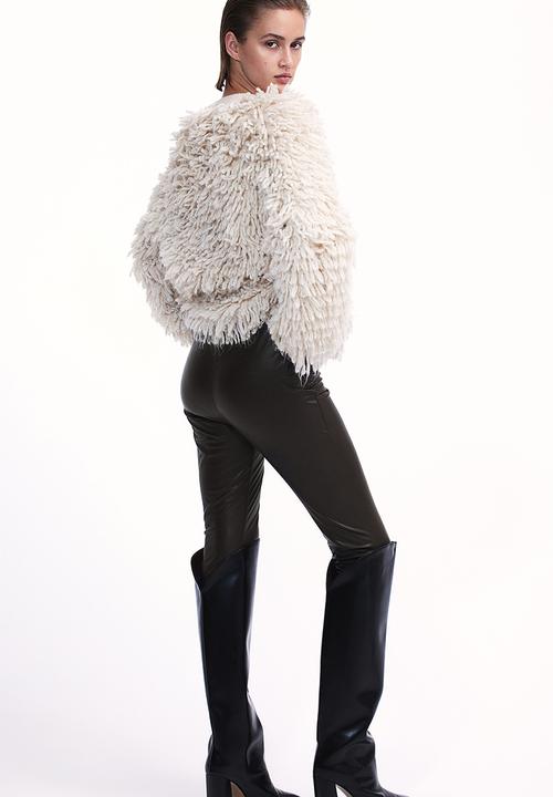 H&M - Coated crease-front leggings - brown