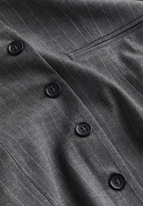 H&M - Button-front dress - dark grey/pinstriped