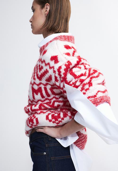 H&M - Jacquard-knit jumper - red/amore mio