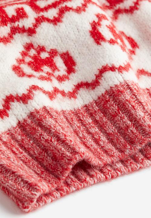 H&M - Jacquard-knit jumper - red/amore mio