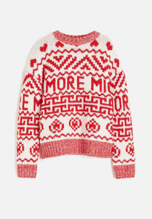 H&M - Jacquard-knit jumper - red/amore mio