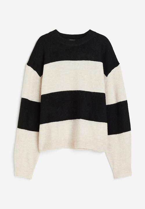 H&M - Knitted jumper - light beige & black striped