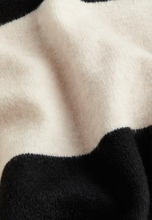 H&M - Knitted jumper - light beige & black striped