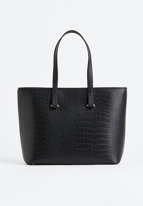 H&M - Shopper -  black & crocodile-patterned