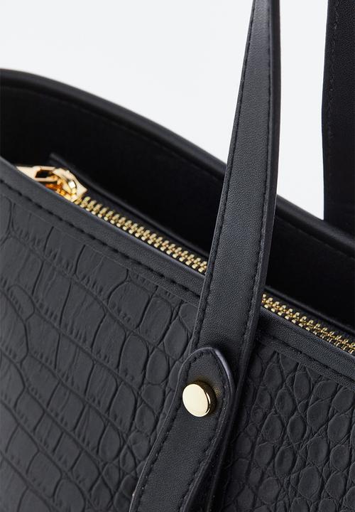 H&M - Shopper -  black & crocodile-patterned
