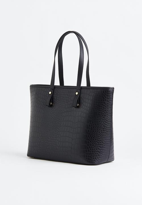 H&M - Shopper -  black & crocodile-patterned