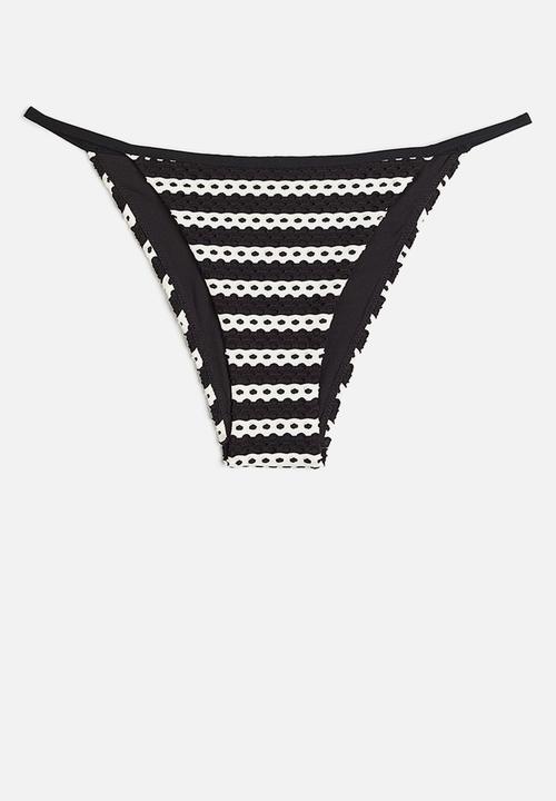 H&M - Tanga bikini bottoms - Black White striped