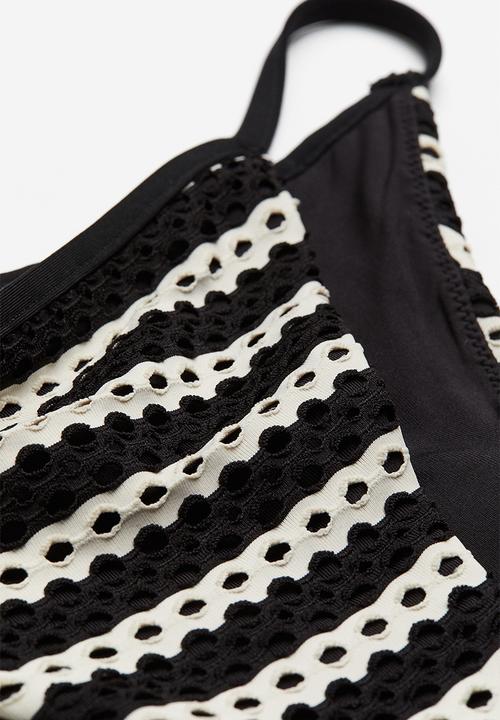 H&M - Tanga bikini bottoms - Black White striped