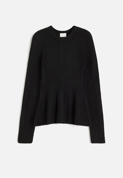 H&M - Rib-knit peplum jumper - black
