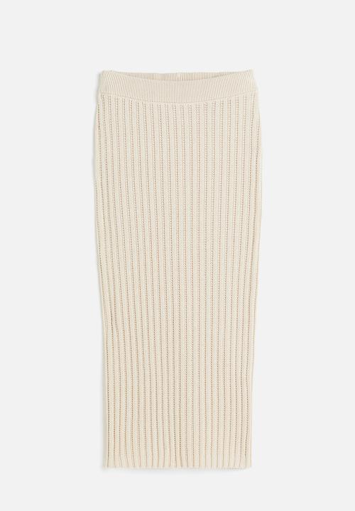 H&M - Rib-knit cotton skirt - light beige