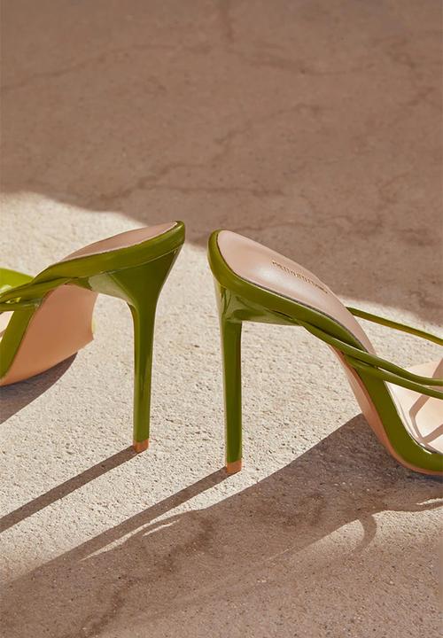 PrettyLittleThing - Olive square toe lace up heeled sandals - olive