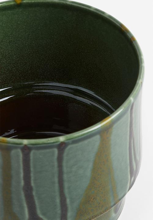 H&M - Extra-large terracotta plant pot - Green Patterned