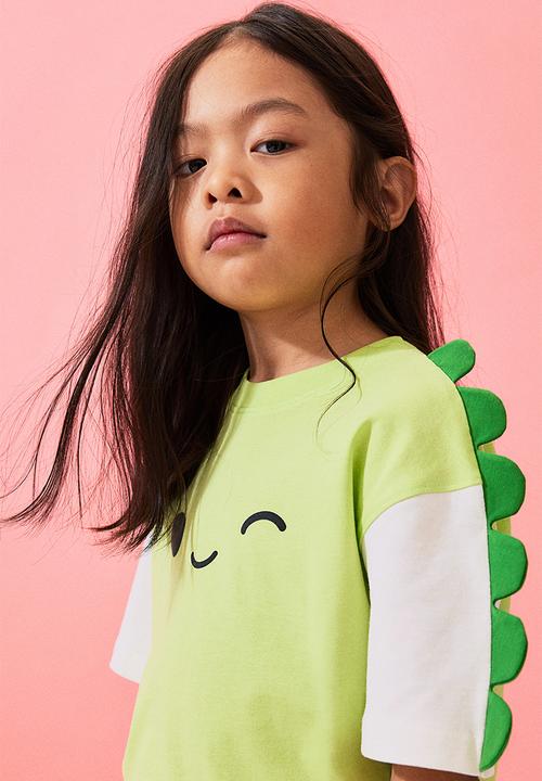 H&M - Oversized printed t-shirt - green,multi