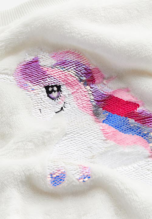 H&M - Reversible sequin-motif sweatshirt - white unicorn
