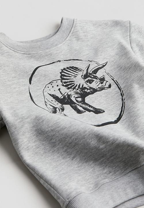 H&M - Crew-neck sweatshirt - light grey marl triceratops