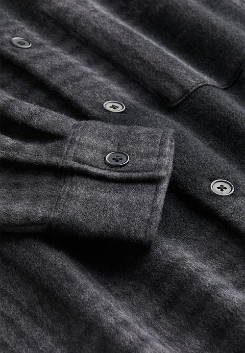H&M - Loose fit overshirt - dark grey checked