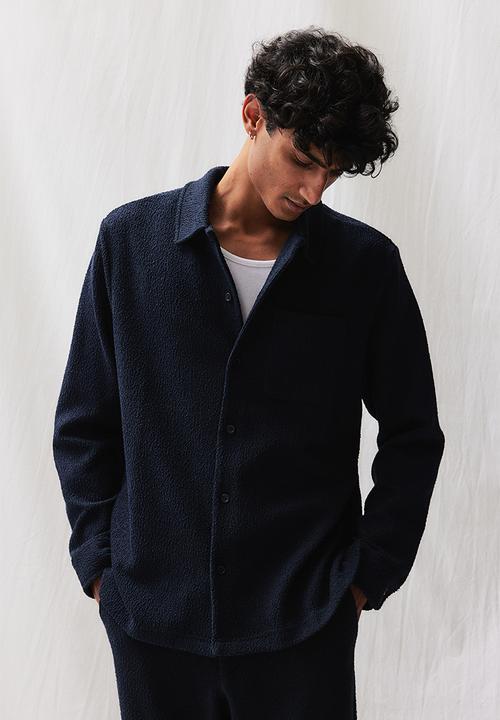 H&M - Regular fit bouclé jersey shirt - blue