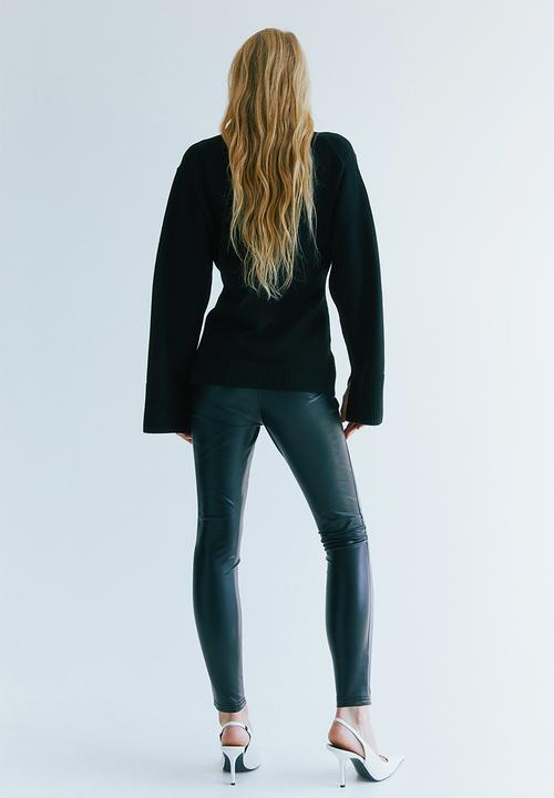 H&M - Coated crease-front leggings - black