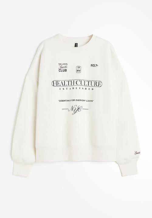 H&M - Oversized motif-detail sweatshirt - white, multi