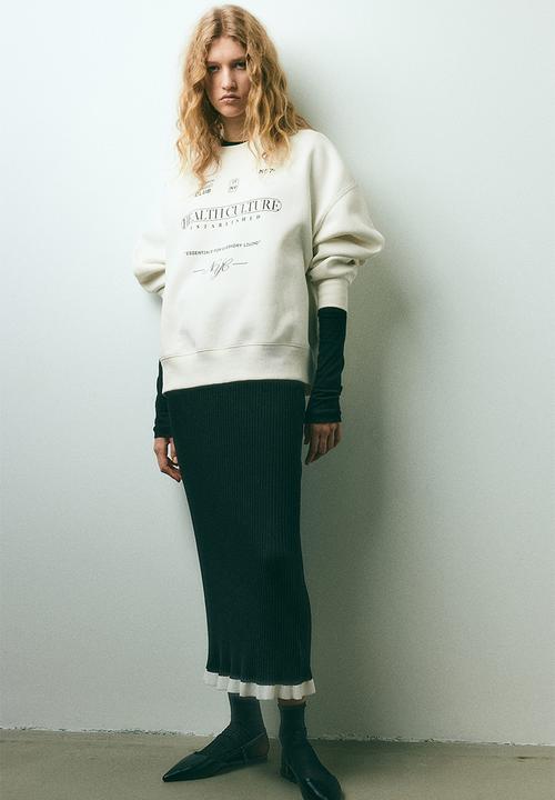 H&M - Oversized motif-detail sweatshirt - white, multi