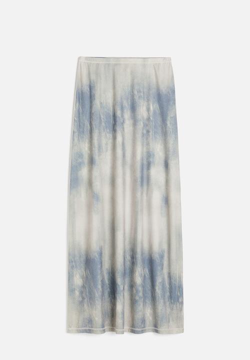 H&M - Jersey maxi skirt - light khaki green/tie-dye