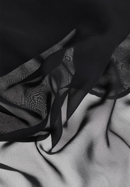 H&M - Sheer stand-up collar blouse - black
