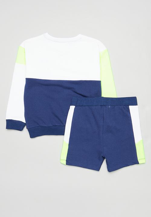 MINOTI - Fleece crew and short set - navy