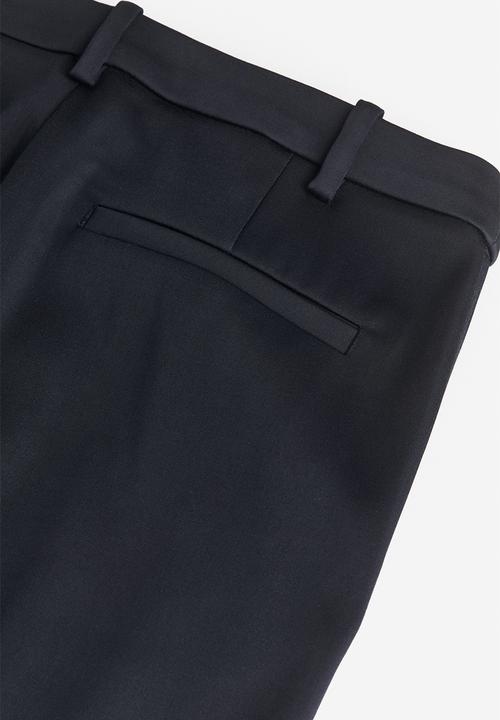 H&M - Slim satin trousers - navy blue