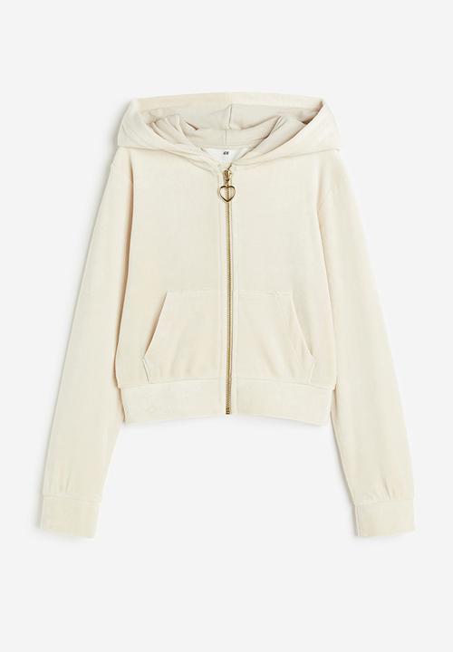 H&M - Velour zip-through hoodie - beige
