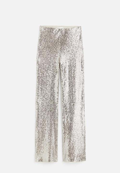 H&M - Sequined trousers - silver-coloured