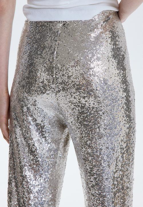 H&M - Sequined trousers - silver-coloured