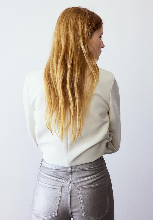 H&M - Coated straight high jeans - silver-coloured