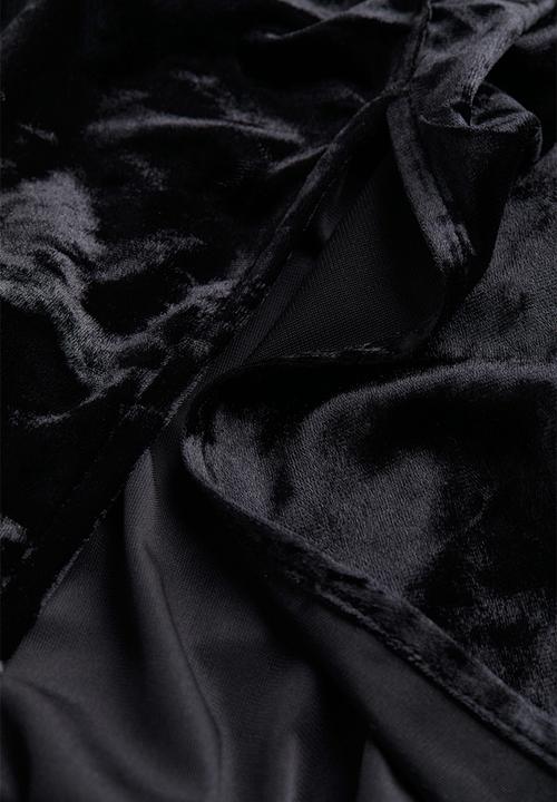 H&M - Crushed velvet midi skirt - black