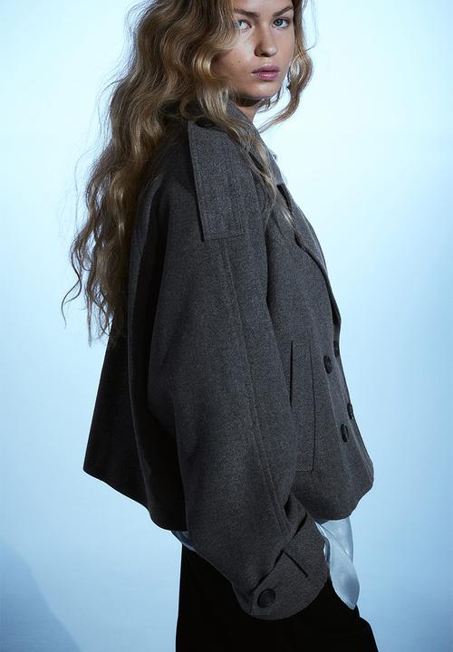 H&M - Double-breasted jacket - dark grey marl