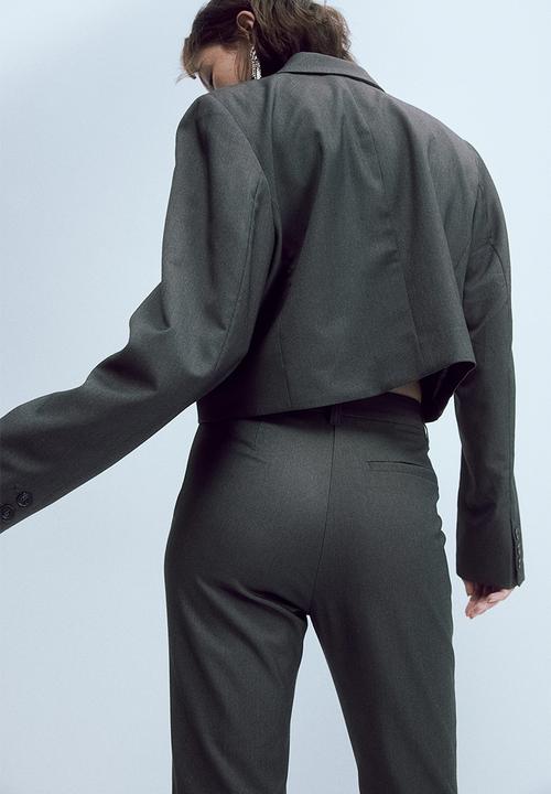 H&M - Flared tailored trousers - dark grey marl