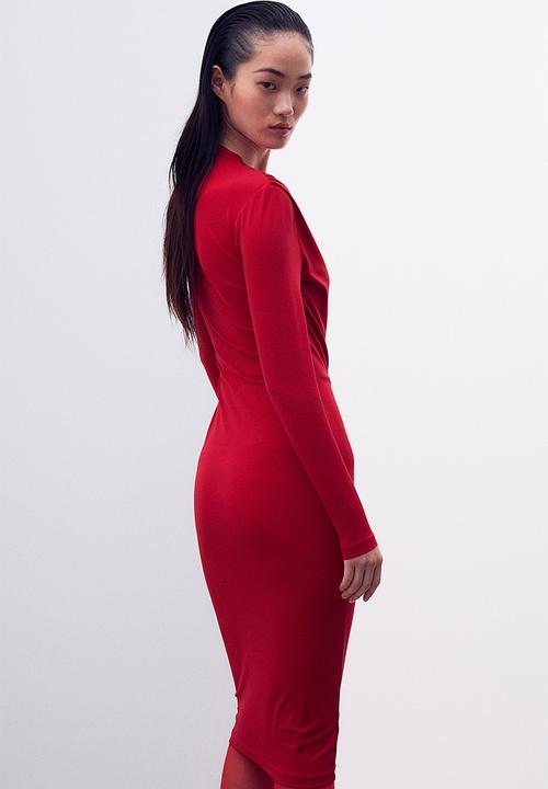 H&M - Draped bodycon dress - red