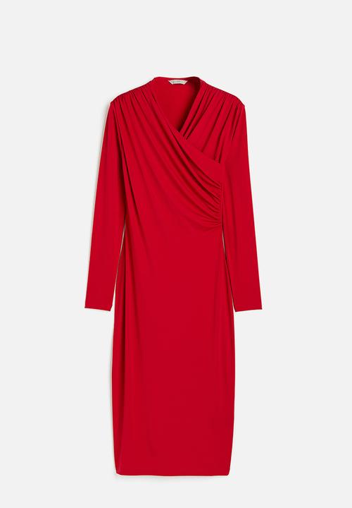 H&M - Draped bodycon dress - red