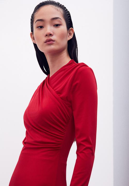 H&M - Draped bodycon dress - red