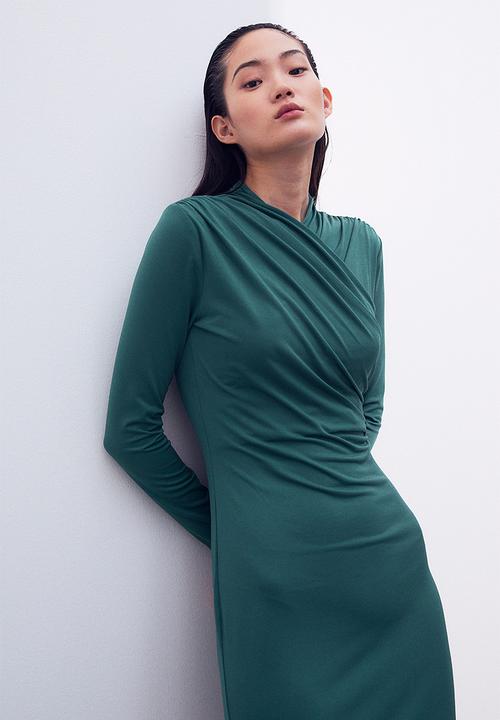 Draped bodycon dress - green - 1202426004