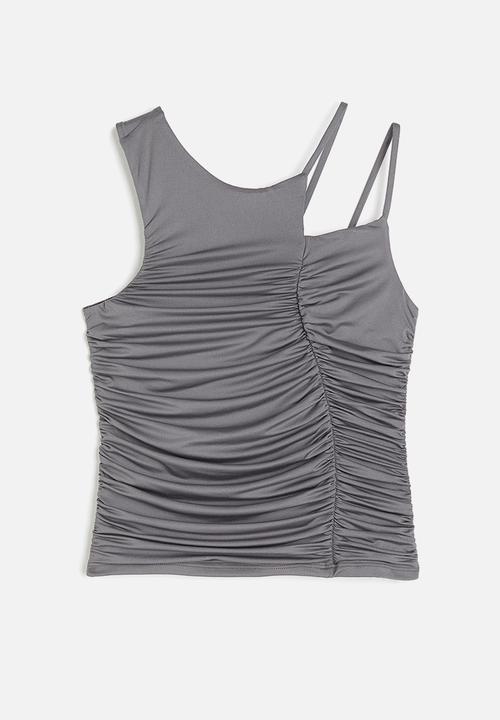 H&M - Gathered asymmetric top - grey