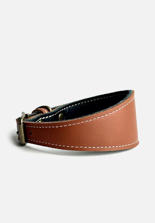 Houndstooth - Lurcher Curve collar - tobacco & black