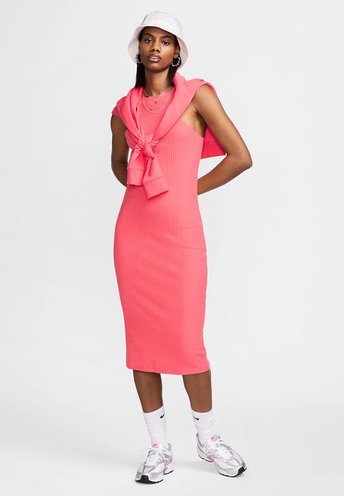 Nike - Nike Sportswear Chill Rib Midi Dress - Aster Pink/Aster Pink
