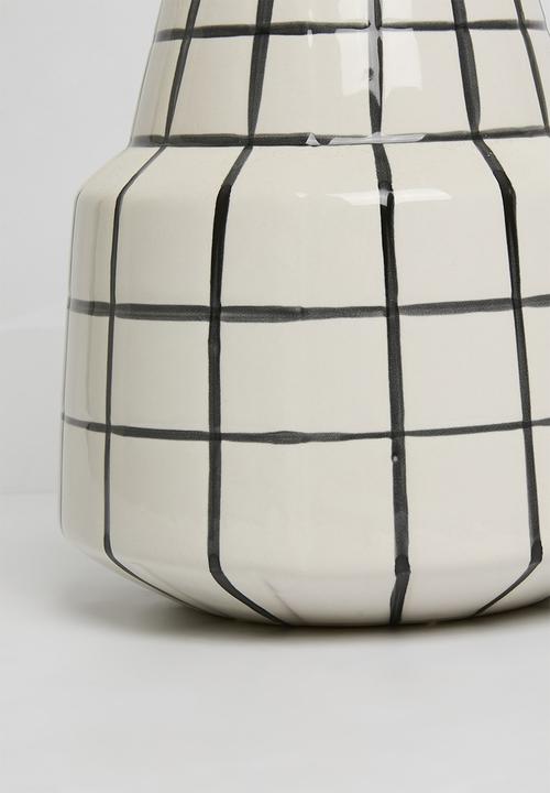 Sixth Floor - Ceramic Check Vase - Black & White