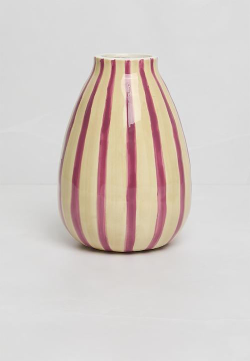 Sixth Floor - Ceramic Painted Stripe Vase - multi