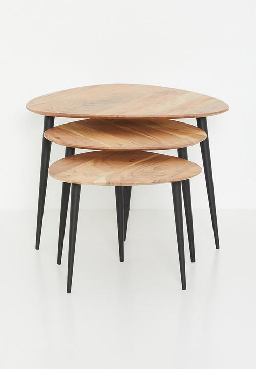 Sixth Floor - Wooden nested table set of 3- Natural