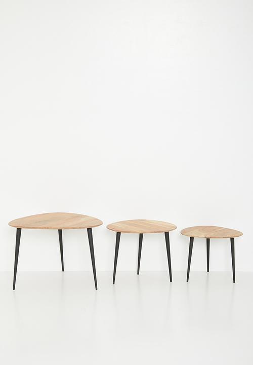 Sixth Floor - Wooden nested table set of 3- Natural