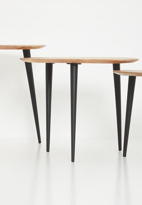 Sixth Floor - Wooden nested table set of 3- Natural