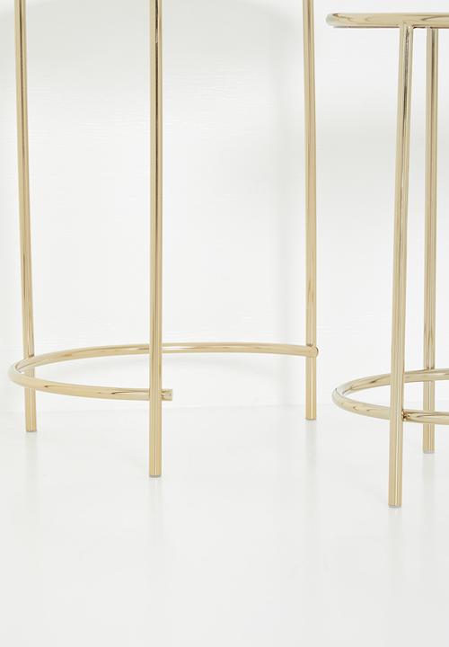 Sixth Floor - Glass top nested side table set - brass